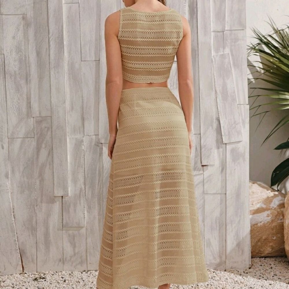 Solid Lace Insert Tank Top & Skirt Set - Picture 4 of 6